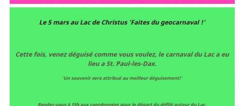 LANDES : 5 mars 2016 - GeoCarnaval du Lac