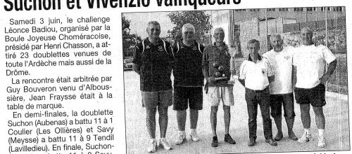Chomerac 32 Doubles Mario Vivenzio - Michel Suchon Vainqueurs