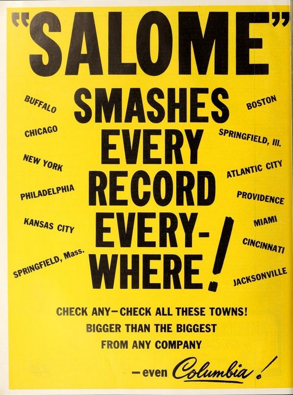 SALOME BOX OFFICE USA 1953