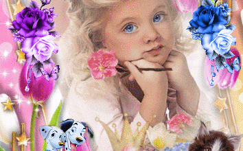 PETITE FILLE ANIMAUX FLEURS