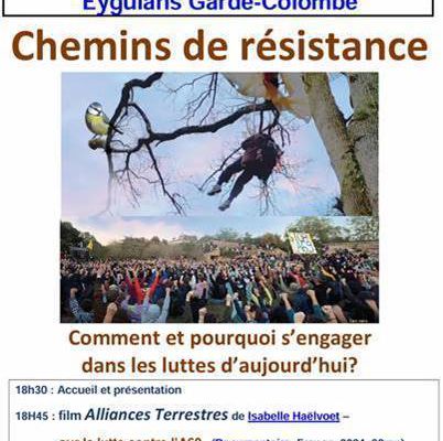  Jeudi 10 avril 18h30 eyguians - soirée Soupes et Bobines CHEMINS DE RESISTANCE