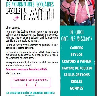 Fournitures pour Haïti