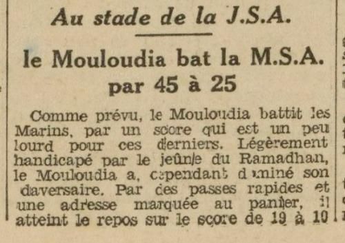 MCA Basket-Ball époque Coloniale 1937-1950