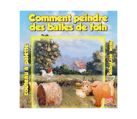 Dessin et peinture - vidéo 4532 : Comment peindre des balles de foin, au couteau à palette 2/2 ? - huile, acrylique.