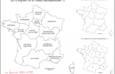 Cartes des régions de la France métropolitaine - 2016