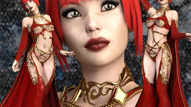 Wanda : Tube de femme fantasy en rouge