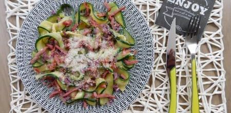 Tagliatelles de courgettes à la carbonara