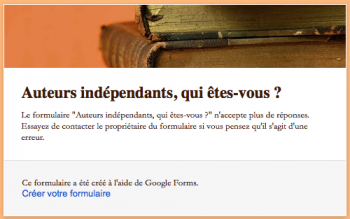 Grande enquête auto-édition