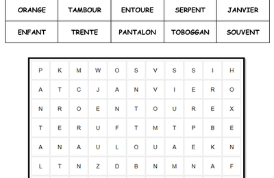 Fichier de mots cachés à partir du cahier des sons