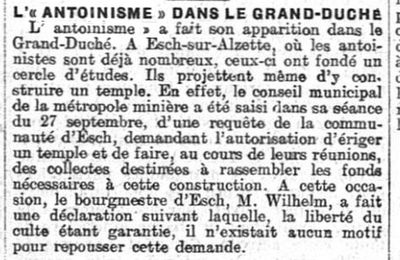 L'Antoinisme dans le Grand-Duché (Journal de Bruxelles, 3 octobre 1924)(Belgicapress)