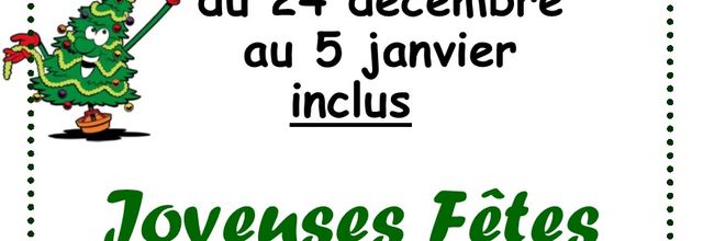 Vacances de Noël la Bib est fermée Joyeuses Fêtes