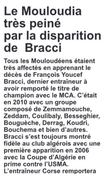 Jeudi 28 Décembre 2023 Décès du Roi des Derbys Bracci François