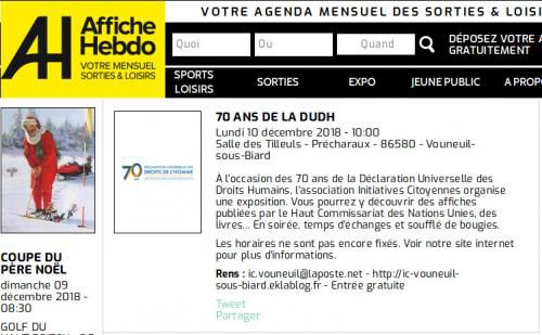 Affiche Hebdo : Déclaration Universelle des Droits de l'Homme