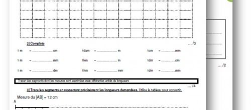 CM2 - Evaluation mesures de longueur