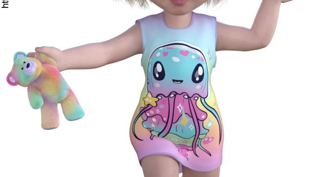 Tube de fille avec son ourson (render, poser, png)