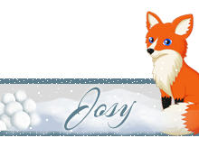 678- Renard dans la neige, signature, blinkie, neige, hiver