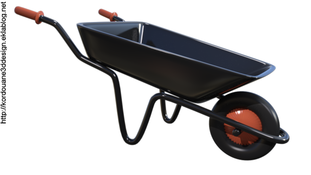 Tube de jouet : Brouette noire (render)