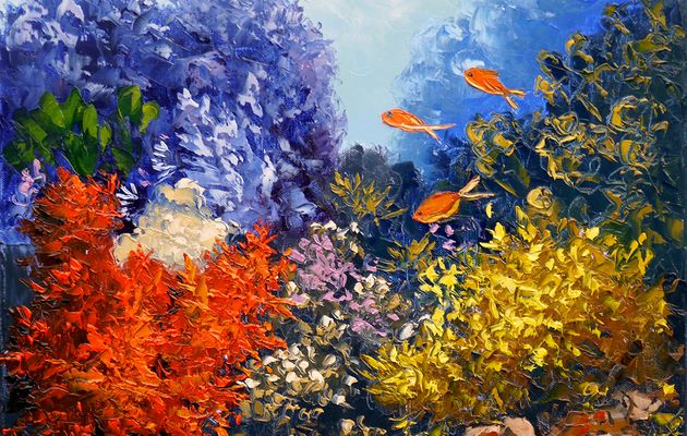 Dessin et peinture - vidéo 2350 : 20000 lieux sous la mer,  à la peinture à l'huile et au couteau.