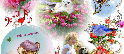 CADRE CHIENS ENFANT FLEURS