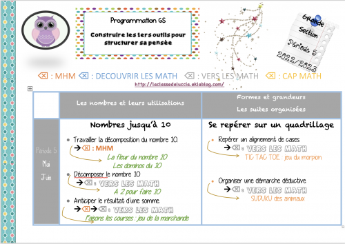 Prog math GS période 5 mix 3 méthodes + MHM