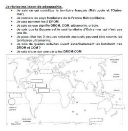 "Les DROM-COM" - Pour aider l'élève à réviser sa leçon