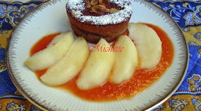 Mini clafoutis aux épices de spéculoos, pêche, coulis d'abricot