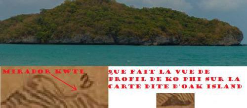 La vue de profil de KO PHI, depuis la petite plage de KO WUA TA LAP. (Photo internet, Musée d'Halifax)
