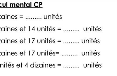 Calcul mental CP - connaître les conversions dizaines / unités