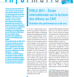 Résutats PIRLS 2011 en Lecture