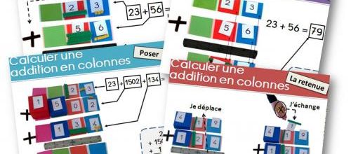 Affichages pour la technique opératoire de l'addition