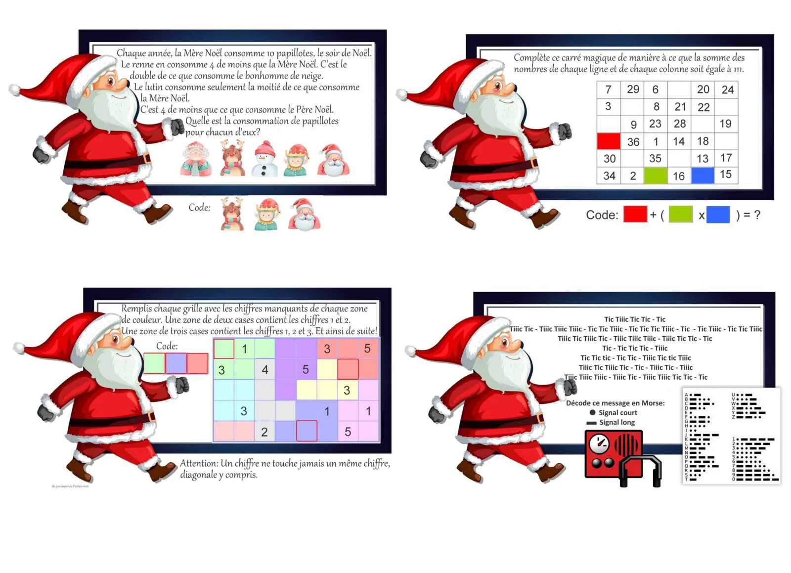 Escape game de Noël 24 énigmes de cycle 3 CM1 CM2 à imprimer