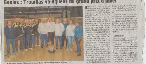 Trouillas Gérard (villeneuve de Berg ) vainqueur du grand prix d'hiver de Vals les Bains le  21 janvier 2018 