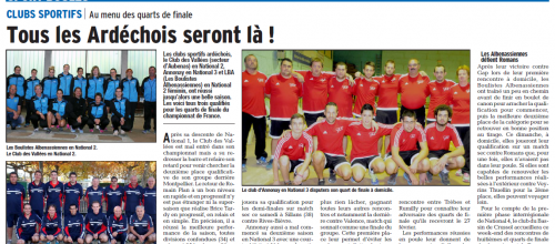 ESB des Vallées Masculins  et Féminine LBA Qualifiées pour les 1/4 de finale des clubs