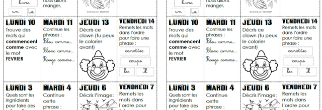 PRODUCTION ECRIT CP: Le calendrier d'écriture