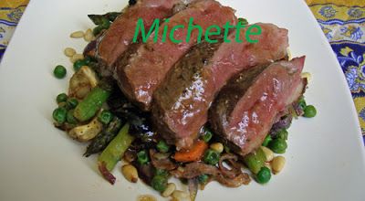 Ragoût de légumes de printemps parfumé, magret de canard, jus au balsamique