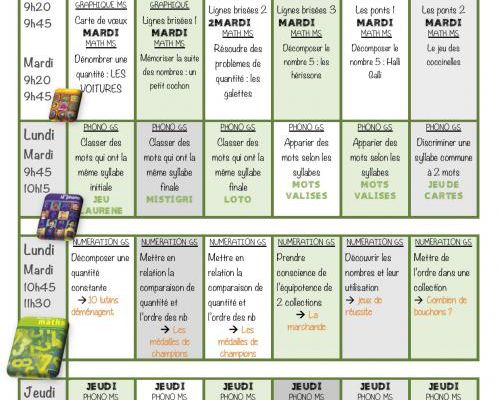Planning des activités dirigées P4 MS/GS