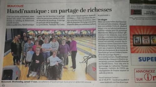 Courrier de l'Ouest sur la sortie bowling 20/03/18