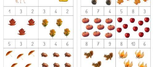 Cartes à pince sur l'automne (jusque 10) 