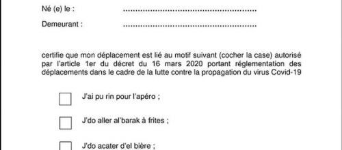 Attestation de déplacement