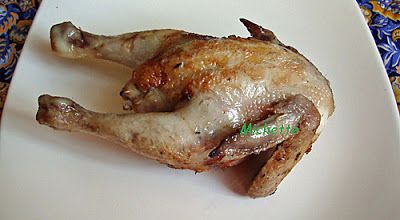 Coquelet farci désossé, chou rouge et pomme