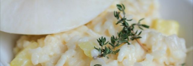 Risotto de pâtisson & courgettes.