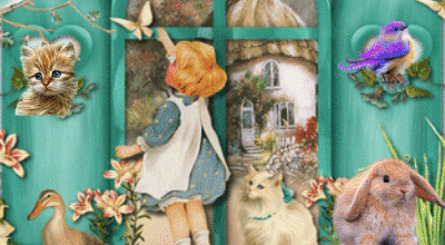 CADRE FOND BLEU ANIMAUX