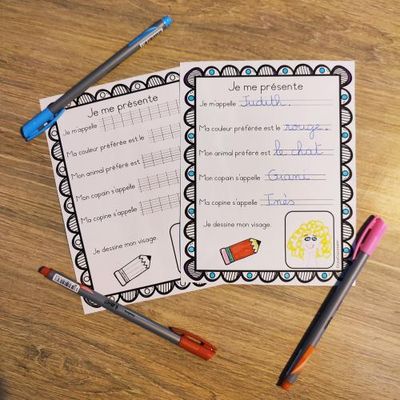Je me présente - Une fiche de production d'écrits pour le CP