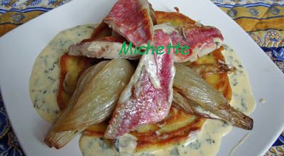 Rouget sur sa galette, fenouil confit, sauce citron, estragon, anis