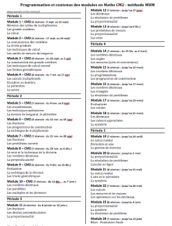 MHM : Programmation des modules sur l'année