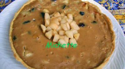 Tarte aux poires, pruneaux et marron