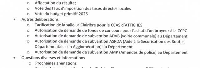 Conseil municipal du 25 mars à 18H30