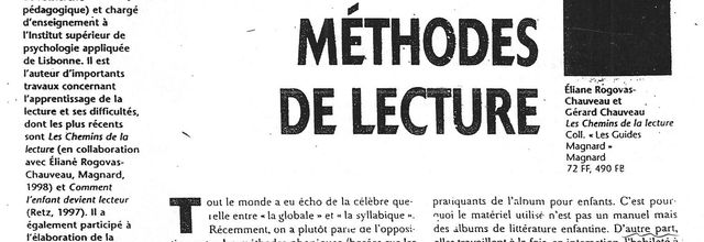 Gérard Chauveau, Des bonnes méthodes de lecture (octobre 1999)