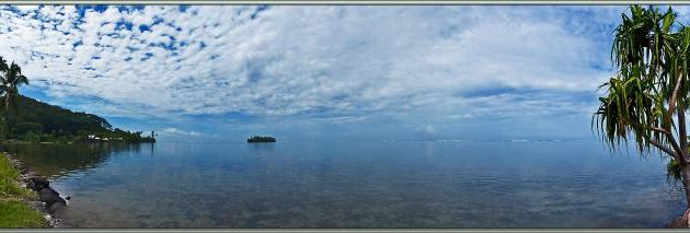 Vue panoramique du lagon avec le motu Miri-Miri - Raiatea - Polynésie française