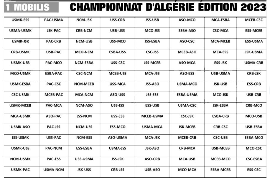 Calendrier Saison 2023-2024
